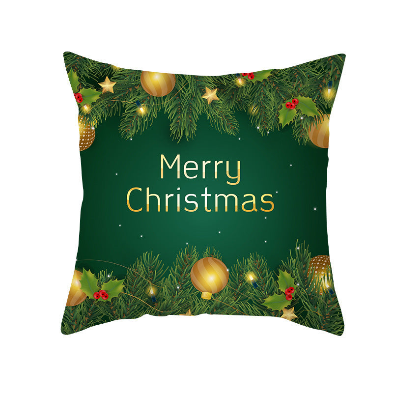 Cartoon Santa Claus Series Peach Skin Sofa Cushion Cover - Fun Christmas Holiday Decoration