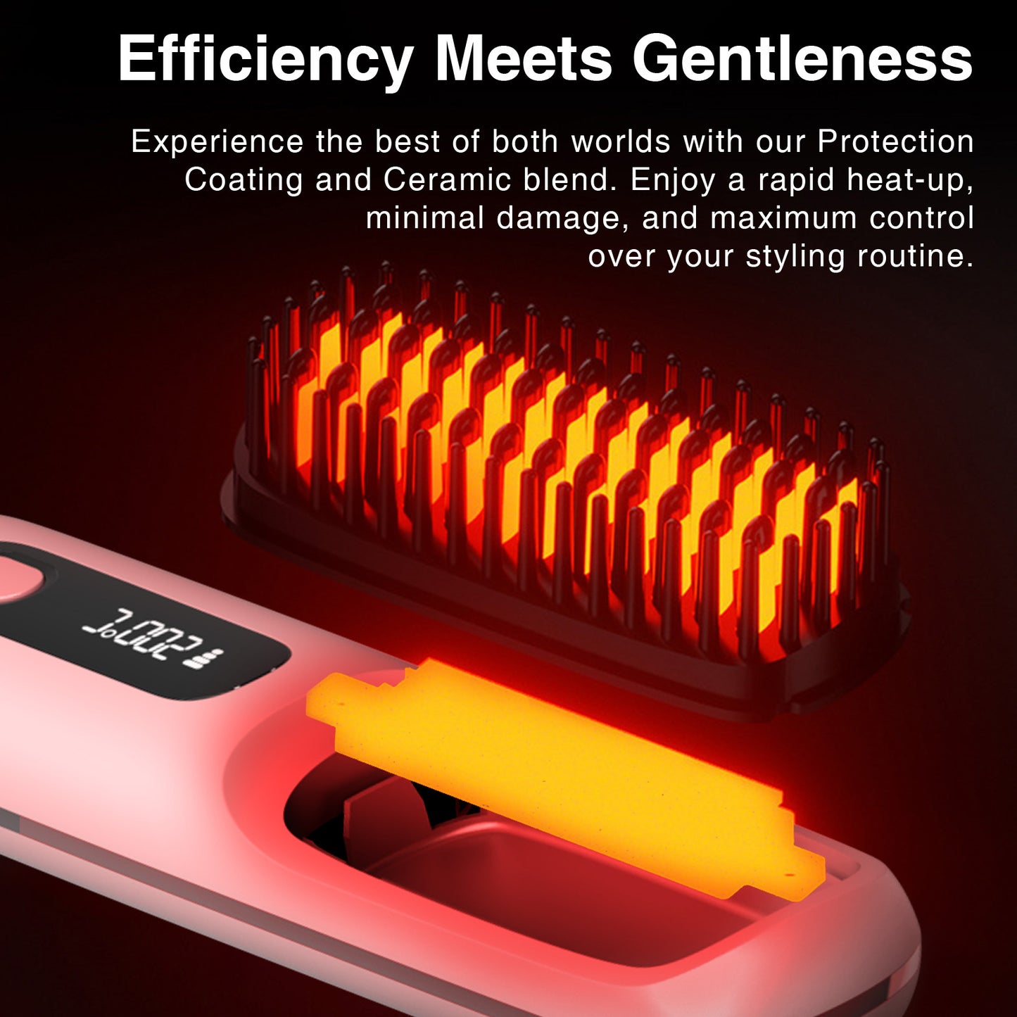 S7 Portable Cordless Hair Straightening Brush With LED Display - Lightweight Mini Negative Ion Hot Brush, USB Rechargeable Women's Travel Essentials Gift, Scald Protection