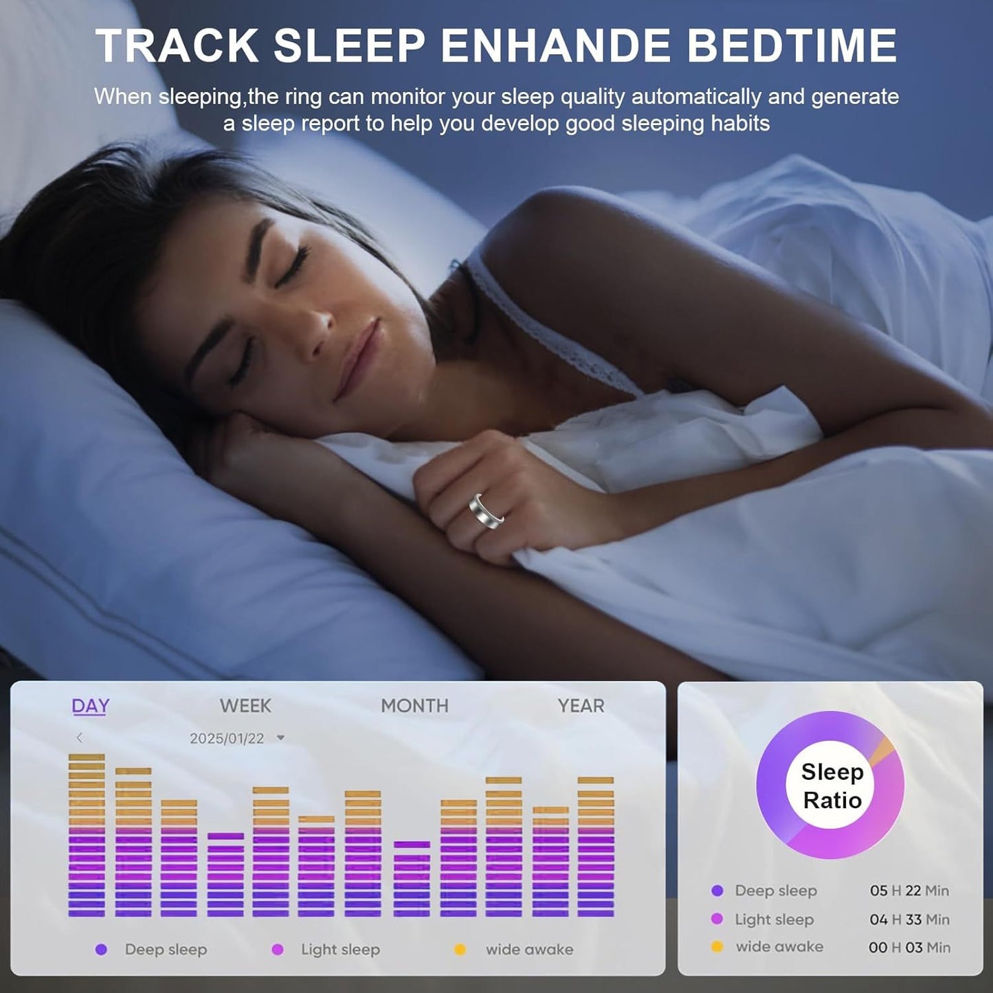 2025 New Smart Ring For Women Luxury Elegant Diamond Ring With Visible Tech Core Heart Rate Sleep Tracker Fitness Health Monitor IP68 Waterproof  Compatible