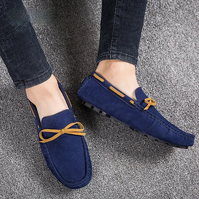 Mocassins de luxe pour hommes | Chaussures plates légères de créateur à enfiler | Gris Marron Noir