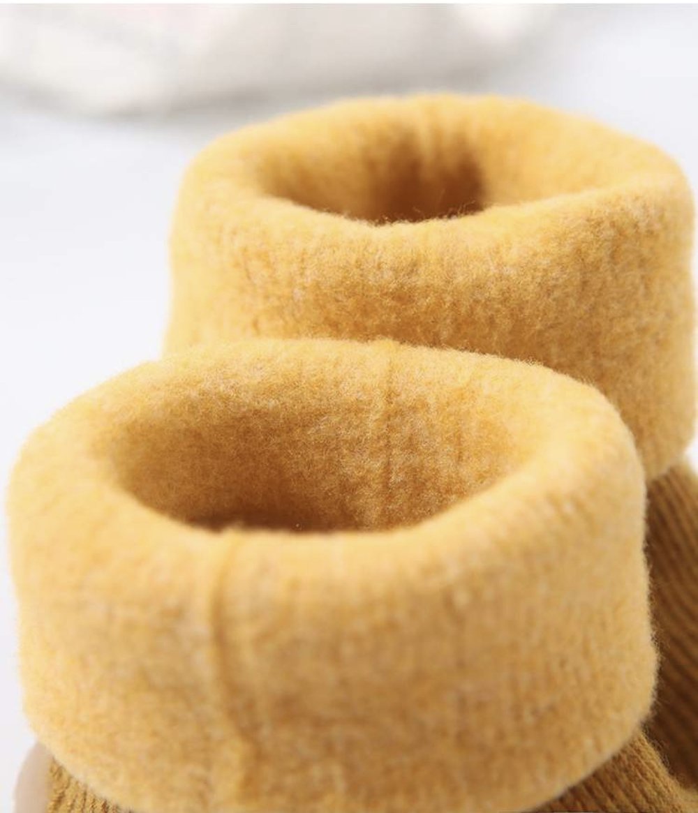 Chaussons-chaussettes pour bébé avec semelles en caoutchouc | Chaussons d'hiver en polaire effet pieds nus