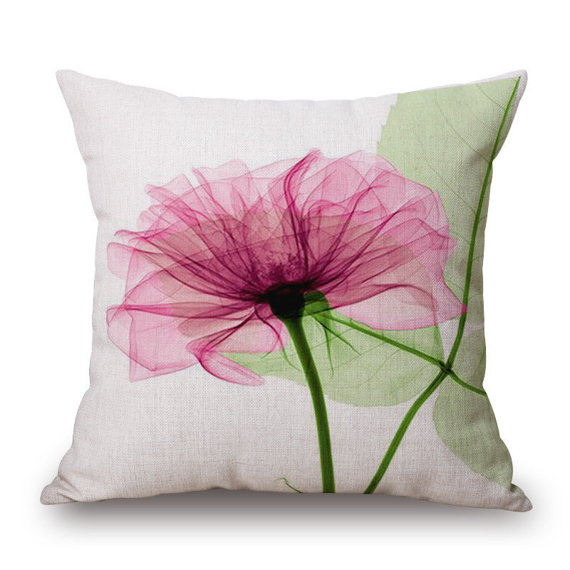 Blue Tulip Linen Pillow Cover Car Home Sofa Cushion