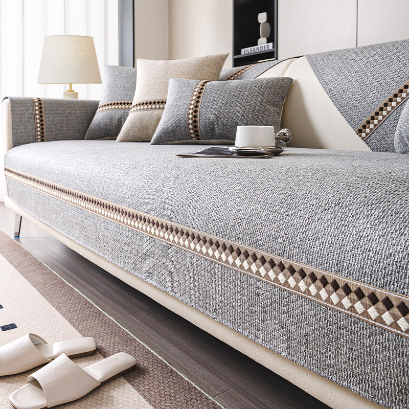 Cotton And Linen Sofa Cushion Four Seasons Universal Non-slip Sofa Cover Light Luxury