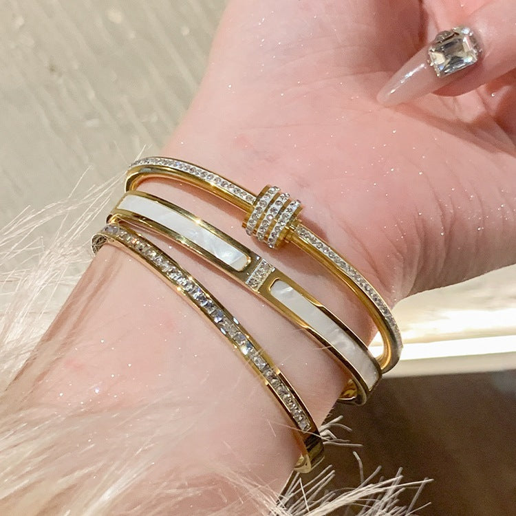 Stainless Steel Gold Bracelet - Love Nail Design