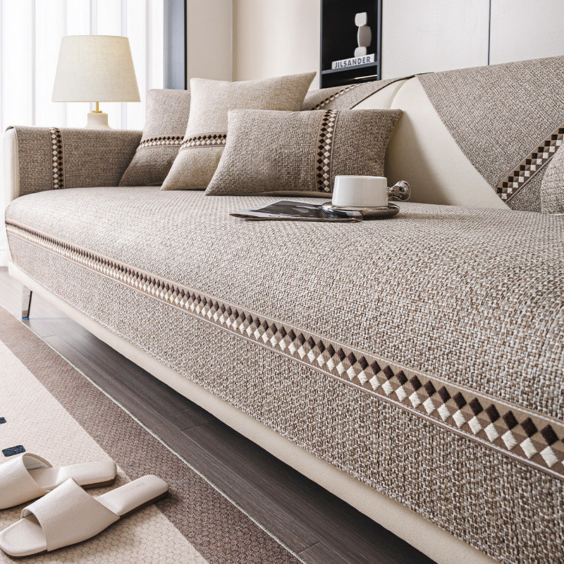 Cotton And Linen Sofa Cushion Four Seasons Universal Non-slip Sofa Cover Light Luxury