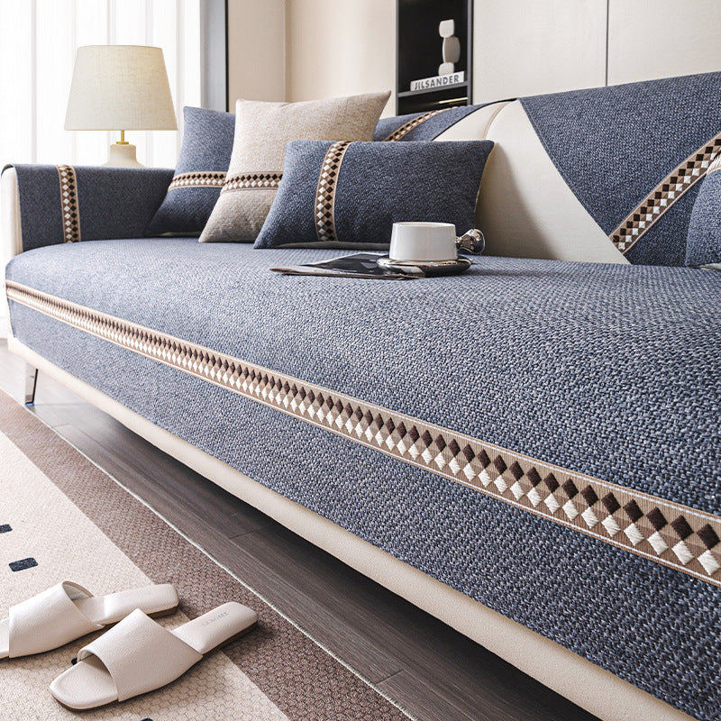 Cotton And Linen Sofa Cushion Four Seasons Universal Non-slip Sofa Cover Light Luxury