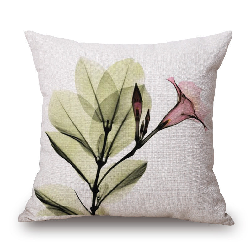 Blue Tulip Linen Pillow Cover Car Home Sofa Cushion