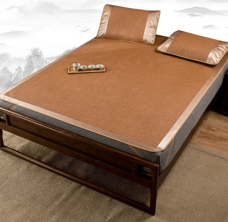 Japanese Tatami Rattan Cool Mat – Thin Summer Sleeping Pad for Bed, Bedroom & Kids Play Area