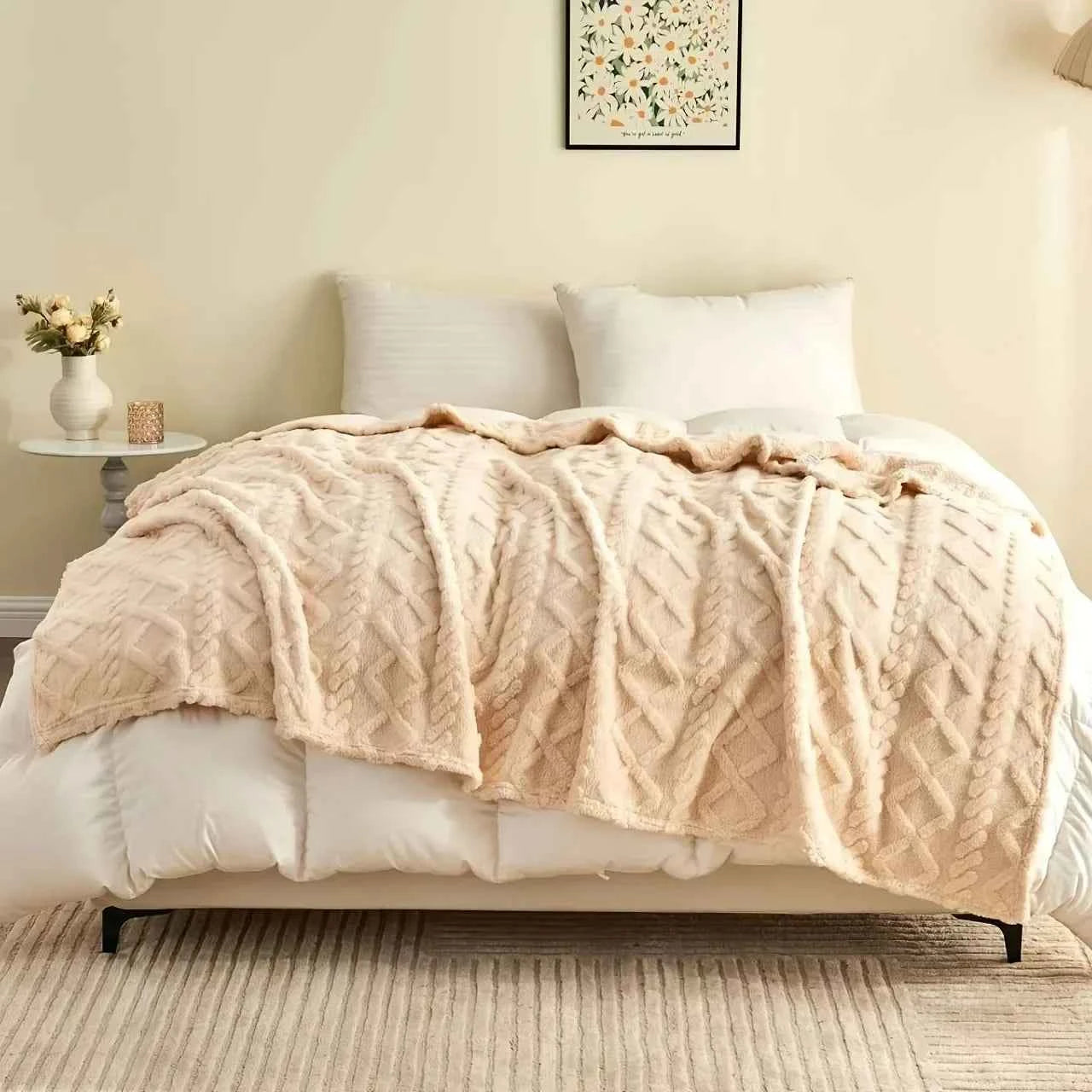 Lamb Fleece Blanket Comfortable Soft Plush Thick Warm Blanket Soft Warm Plush Air Conditioning Blanket Flannel Throw Blanke