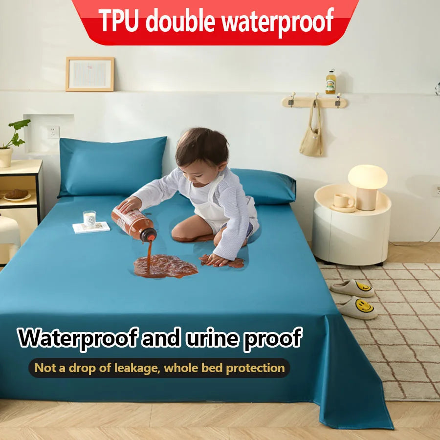 Drap plat imperméable – Résistant à l'huile, anti-salissure, lavable en machine | 17 couleurs