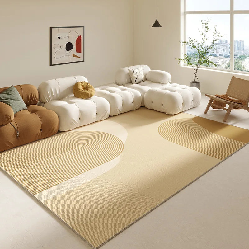 VIKAMA Simple Geometric Line Area Rug – Non-Slip Soft Flannel Carpet for Living Room & Bedroom
