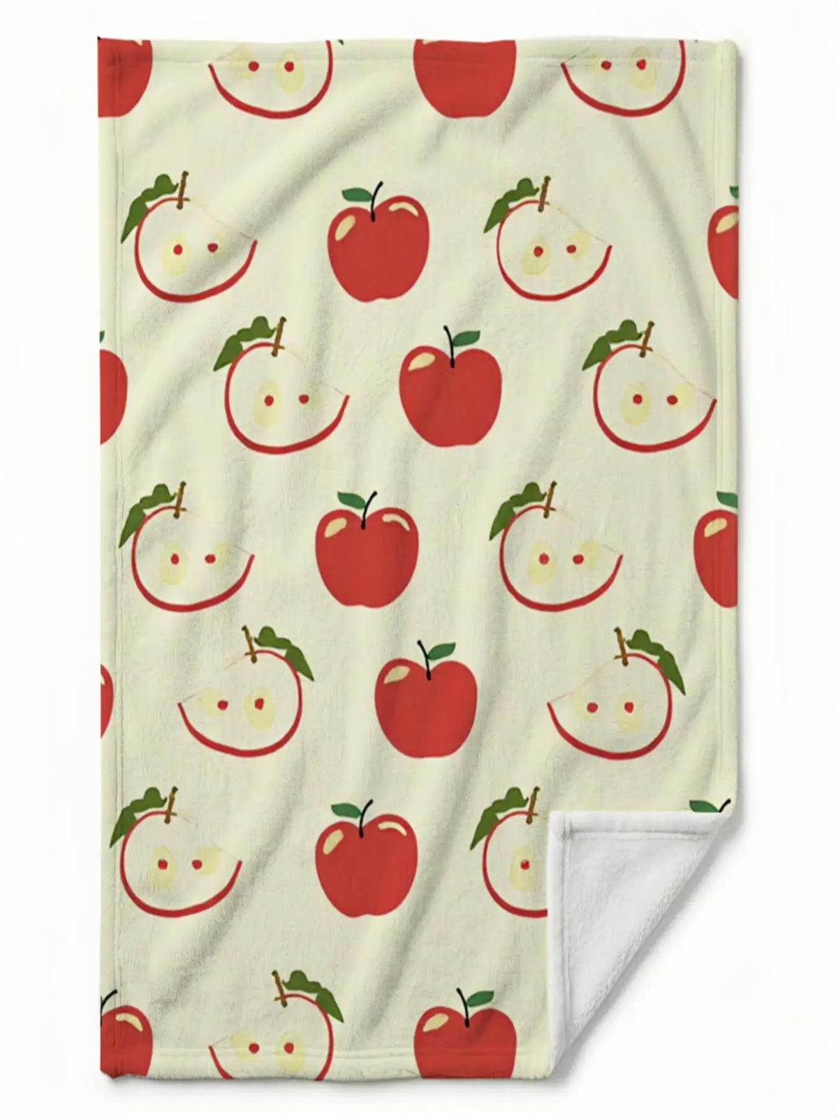 Cozy Red Apple Pattern Flannel Throw Blanket - Soft, Warm Ideal for Couch, Bed, Office & Travel, Perfect Gift for Friends & Family, Cartoon Style, Machine Washable 2D Flat Weighted Blanket 280GS