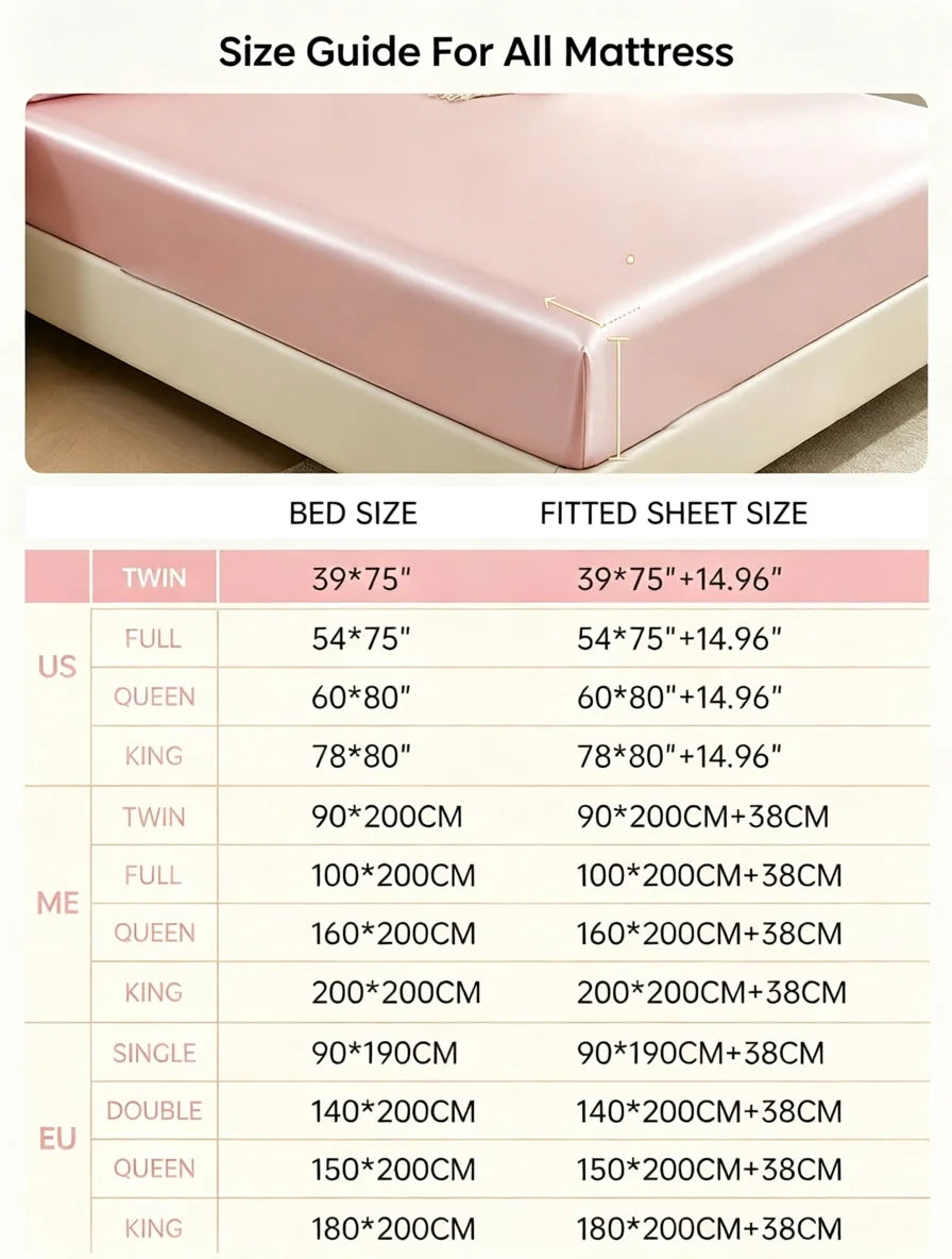 Silky Satin Fitted Mattress Cover, Cooling Ice-Silk