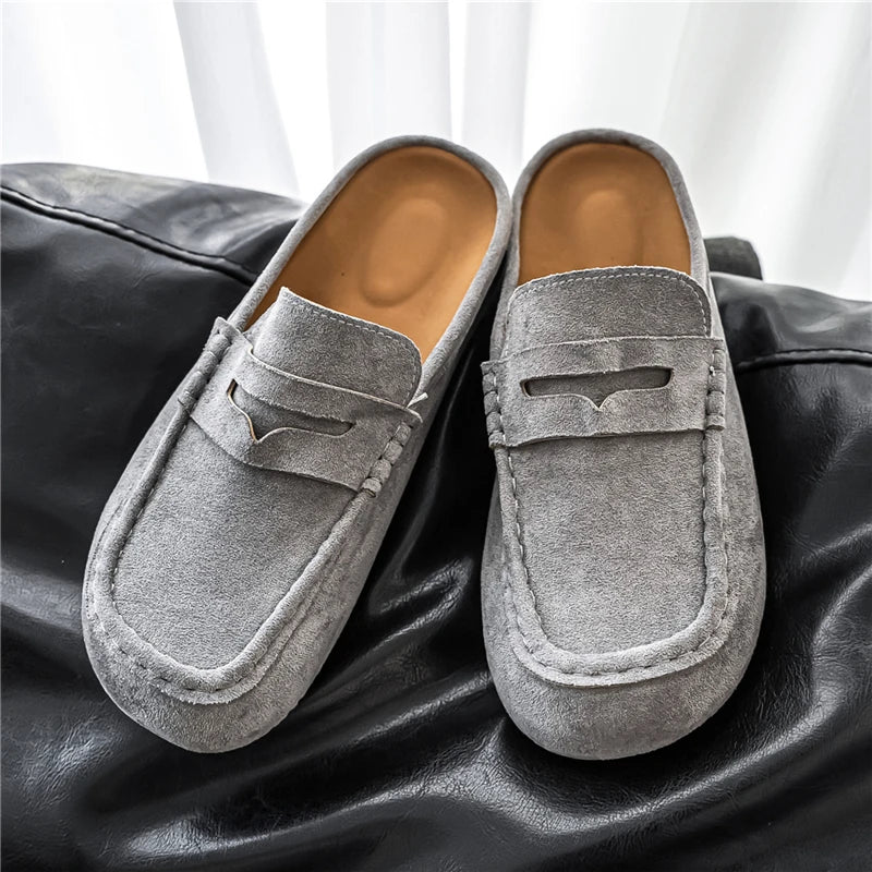 Mocassins demi-ouverts en cuir pour homme | Chaussures de conduite décontractées et respirantes