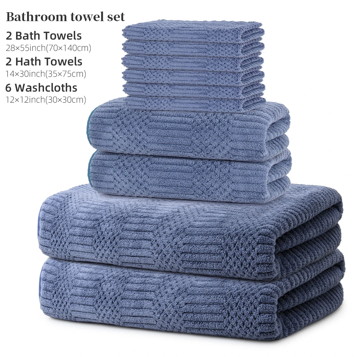 10-Piece Towel Set, 2 Bath Towels + 2 Hand Towels + 6 Face Towels, Coral