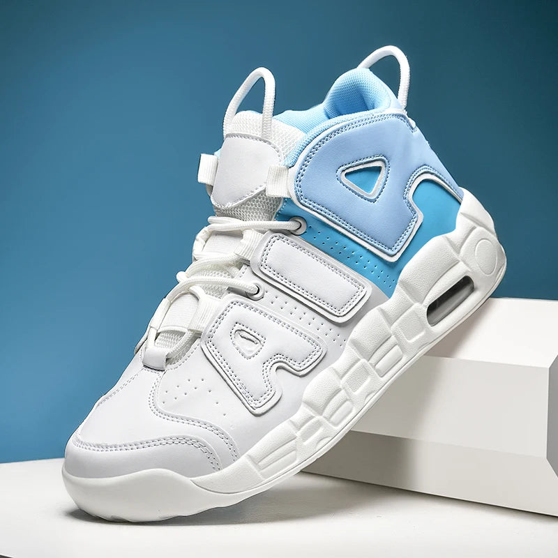 New Large-sized High-top Men's Shoes, Lightweight and Anti-slip Air Cushioned Sports Running Shoes, Casual Basketball Shoes