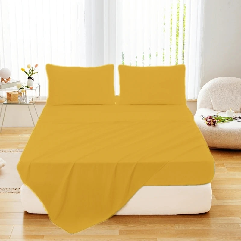 Queen Size Bed Flat Sheet - Soft Plain Solid Color Top Sheets Double Bed Linen without Pillowcase for Home Bedding Essentials