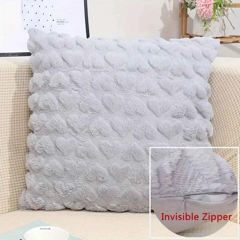 1pc Modern Solid Color Love Plush Throw Pillow Cover,Valentine's Day Cushion Cover,Home , Room,Bedroom,Living Room,Sofa Decor