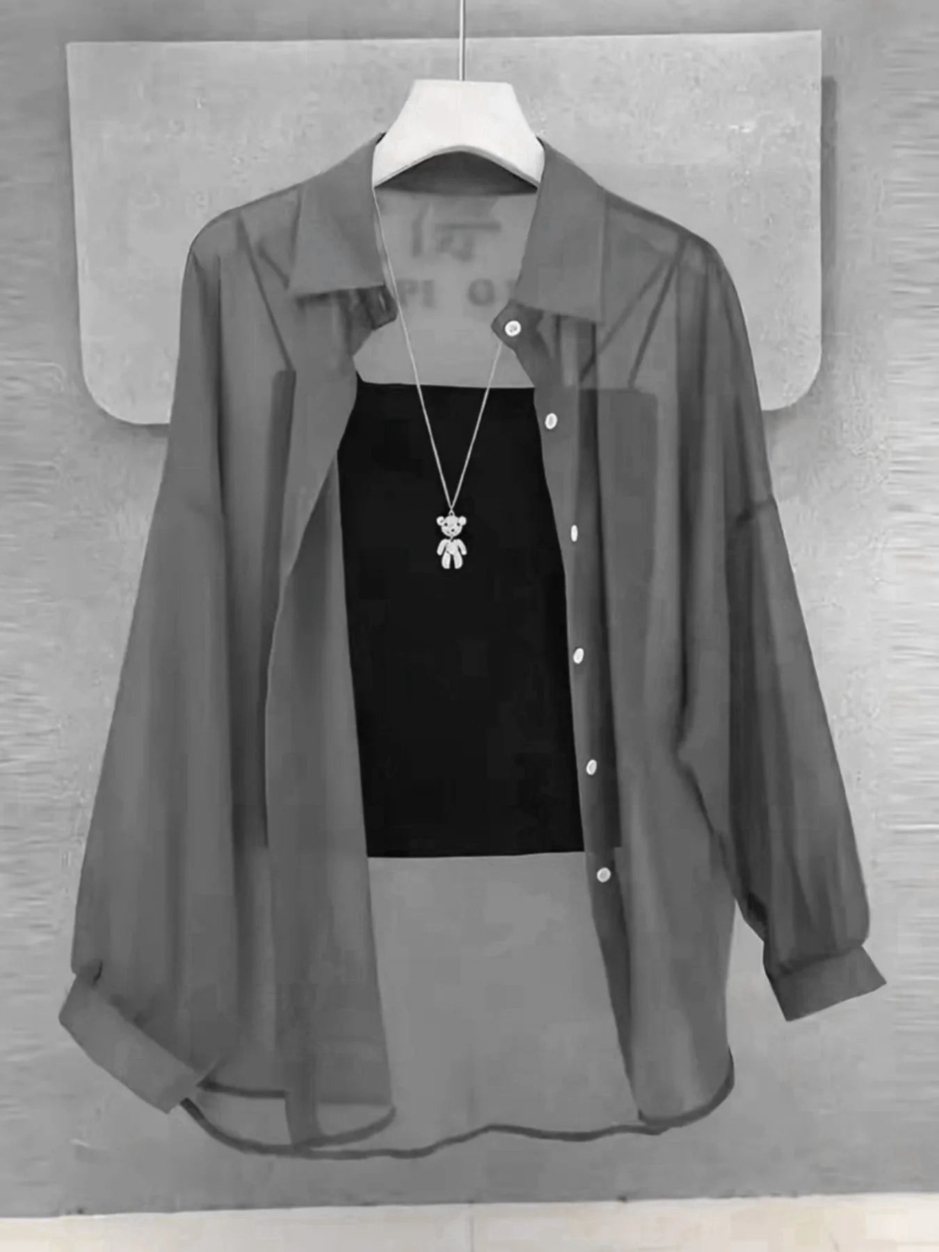 Women's Plus Size Chiffon Blouse — Long Sleeve Button Shirt