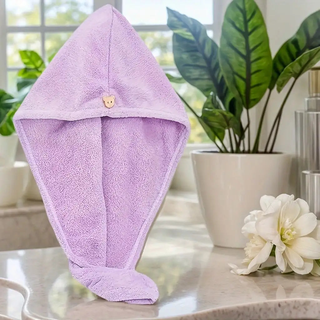 3pcs Women's Quick Dry Absorbent Super Soft Fiber Hair Turban, Coral Fleece Hair Towel