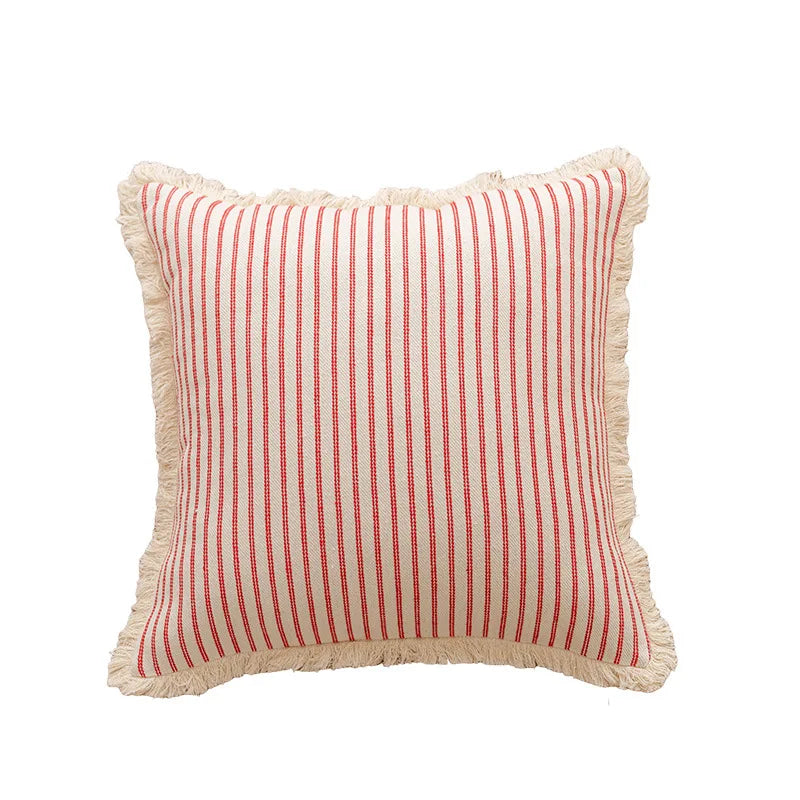 Modern Striped Pillow Covers Minimalist Bohemian Sofa Cushion Cases Stylish Tassel Throw Pillowcase Cozy Bedroom Decor Covers