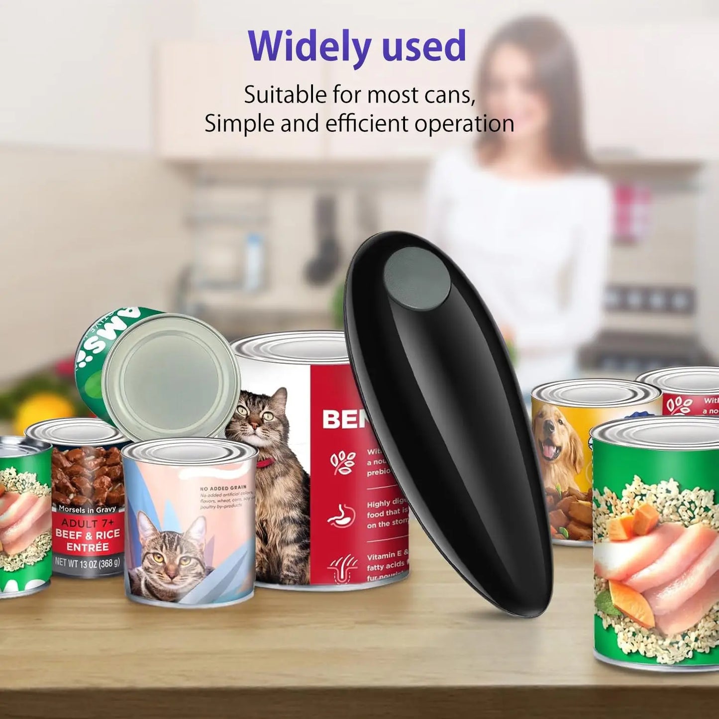 Compact Cordless Electric Can Opener, One-Touch Operation