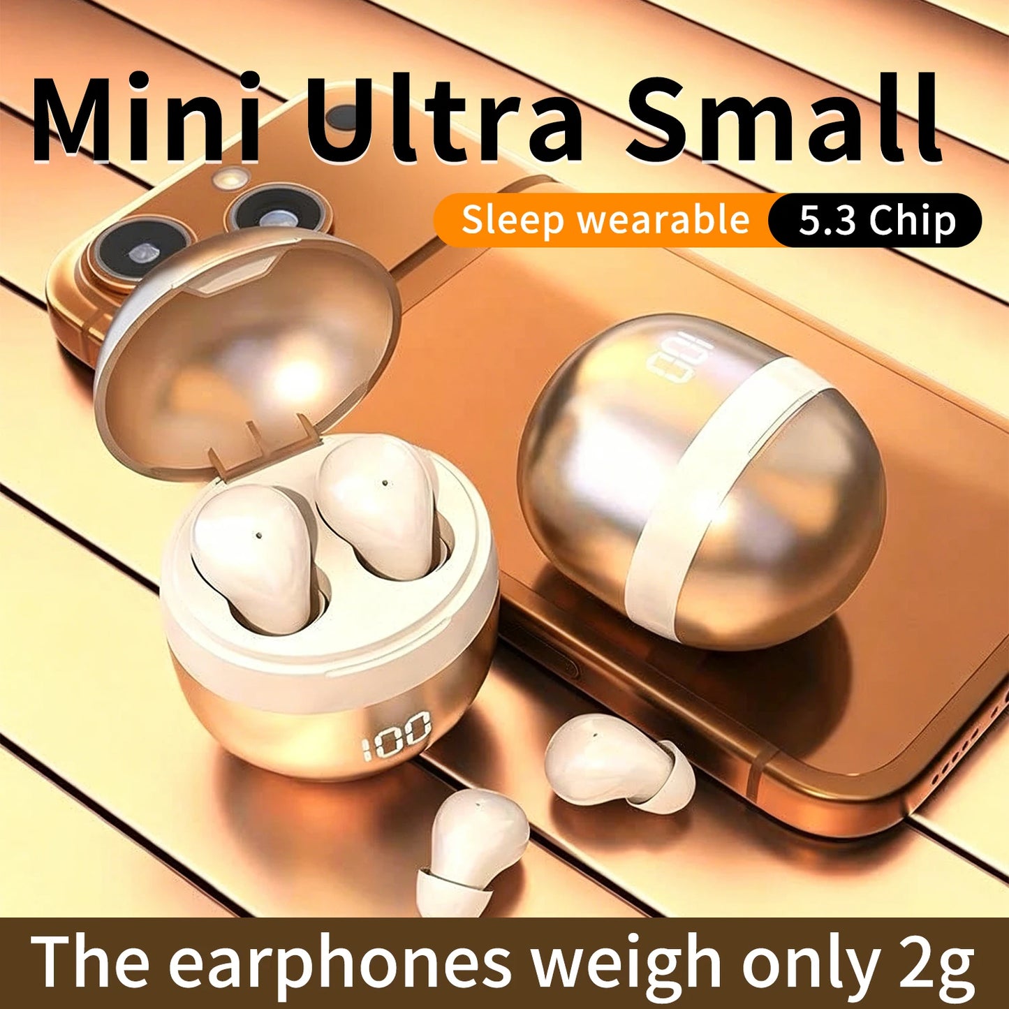 Small Wireless Bluetooth Headphones, Side Sleeping Not Pressing Ear And Sports Invisible In Ear Noise Cancelling Earphones, Low Latency, Long Battery Life HiFi Bass 6D sound effect Sleep Earbuds For Android IOS, Surprise Birt