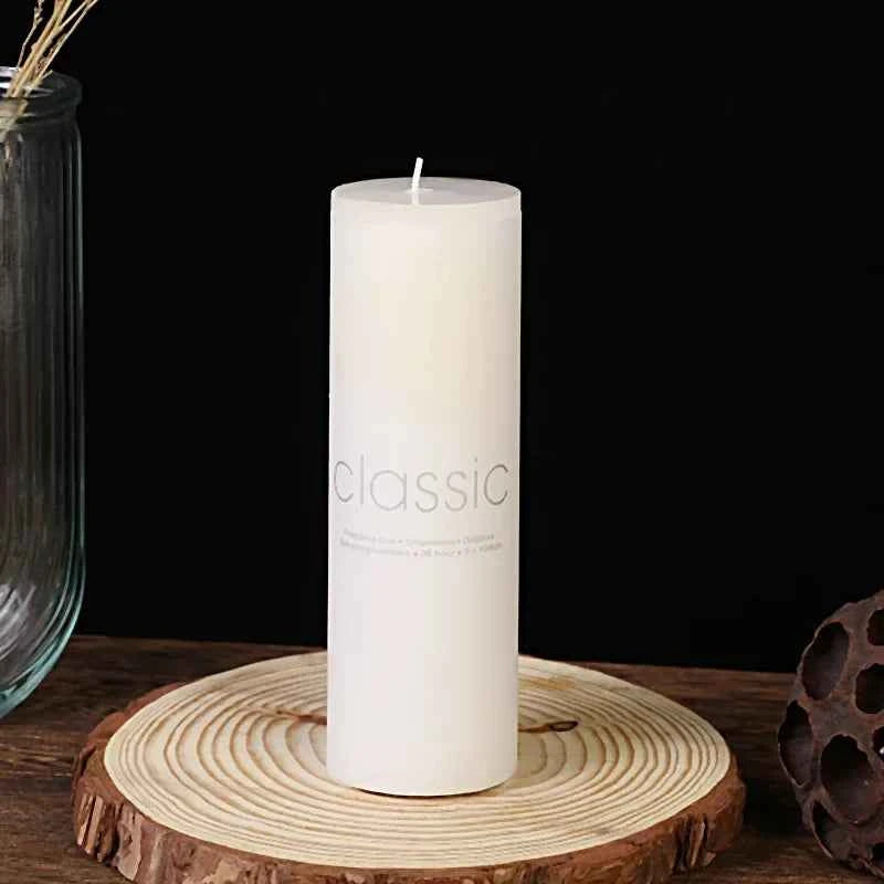 Classic European Ivory White Large Cylindrical Candle Smokeless and Tasteless Romantic Wedding Hotel Decorative Pole Wax