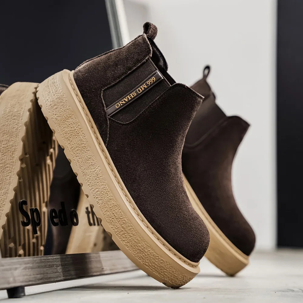 Platform Ankle Boots for Man High Quality 2025 Chelsea Luxury Designer Shoes for Men Flat Heel Warm Casual Elegant Men‘s Booties