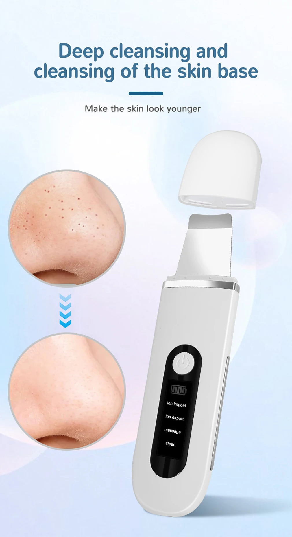 4-in-1 Ultrasonic Skin Scrubber, Ion Cleansing
