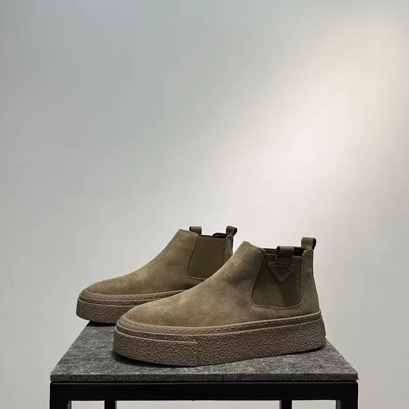 British Men Ankle Boots Autumn Winter Comfortable Waterproof Works Safety Shoes Non Slip Wear-resistant Construction Men's Boots