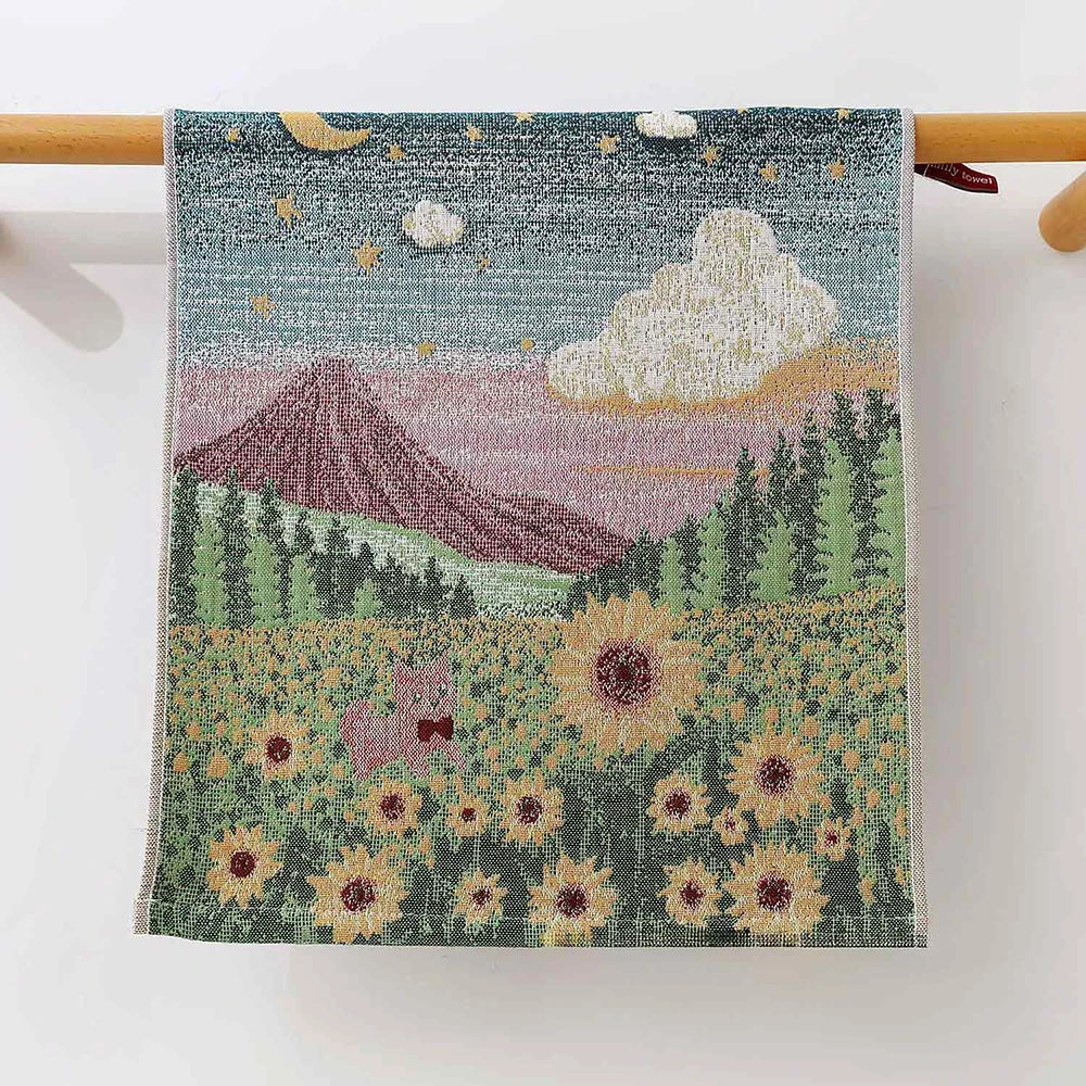 Pastoral Cats 100% Cotton Four-layer Gauze Towel Printed Hand Towel