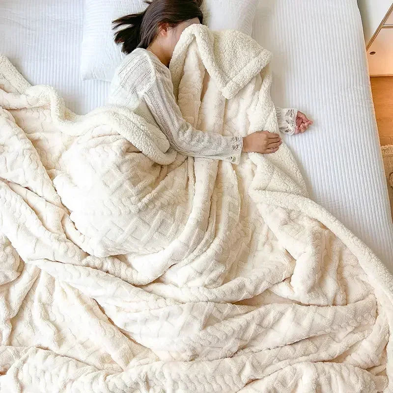 Tafu Flannel Double-layer Blanket Thick Sofa Office Nap Cover Blankets Student Dormitory Bed Sheets Air Conditioning Blankets