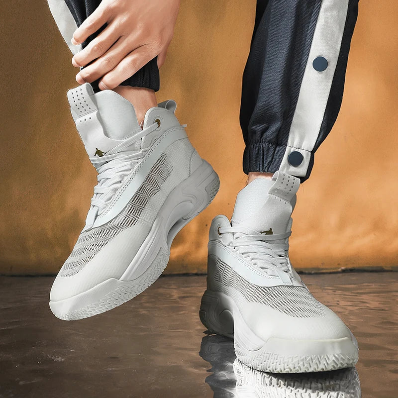 Men Basketball Shoes Breathable Outdoor Mesh Sports Shoes 2025 New Anti Slip Rebound Flat Basketball Boots for Men