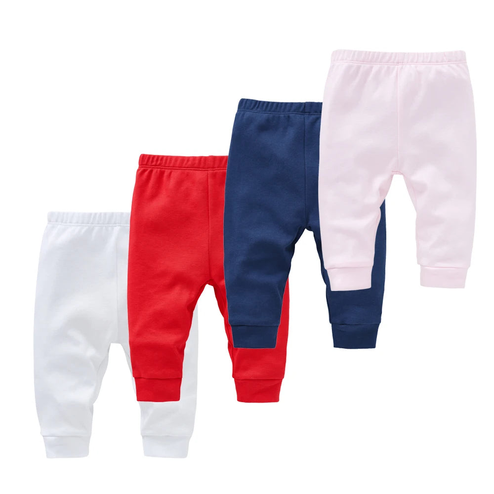 Kavkas 0-12M Cotton Newborn Baby 4 Pcs/lot Boy Girl Pants Solid Long Trousers Casual Baby Leggings For Girls Boys Spring Autumn