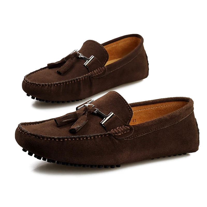 Mocassins en cuir pour hommes | Grande Taille Confortables Chaussures Bateau à Enfiler