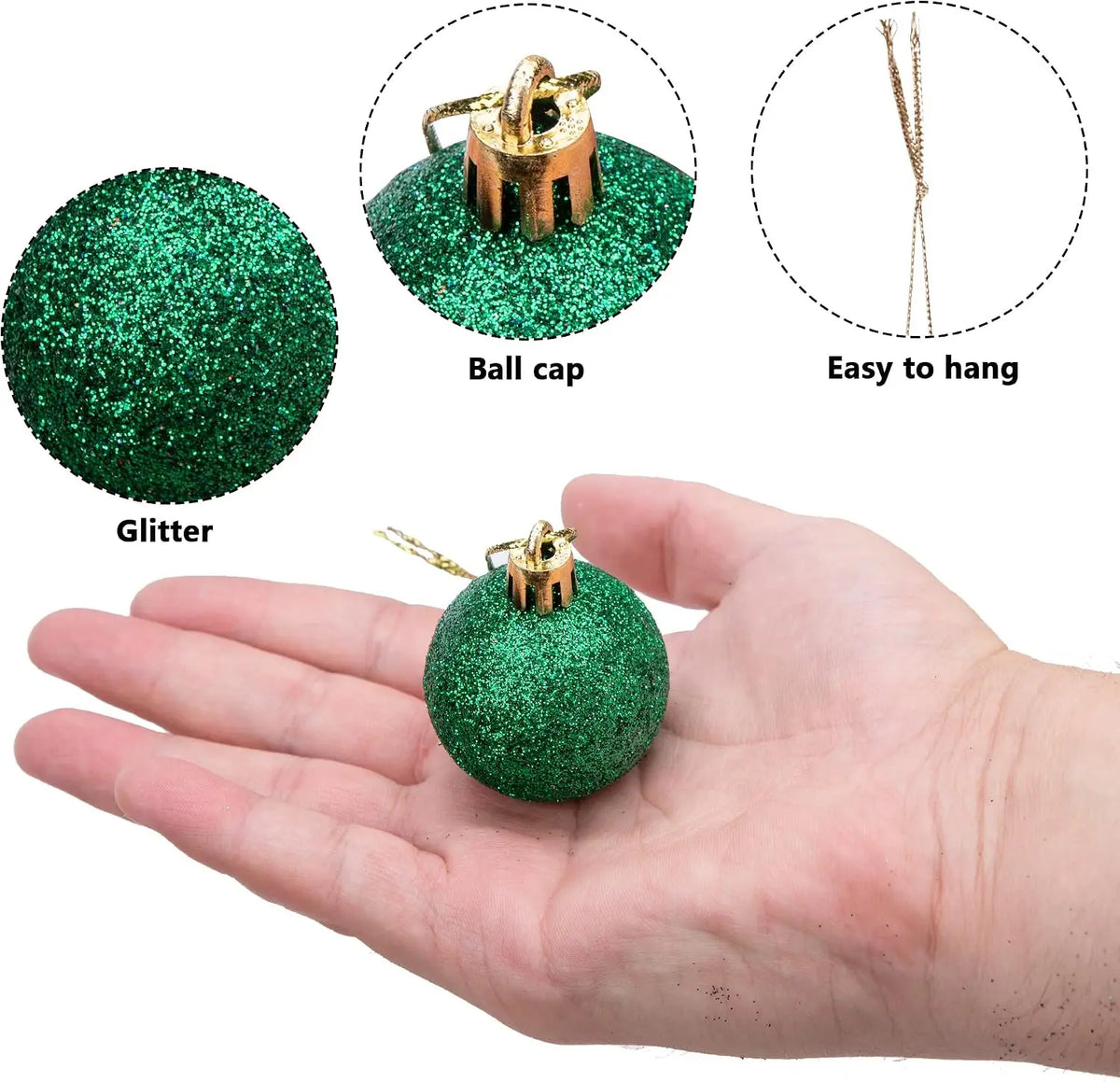 24 Pcs Halloween Glitter Balls Ornaments-1.6" Hanging Ball Tree Decoration