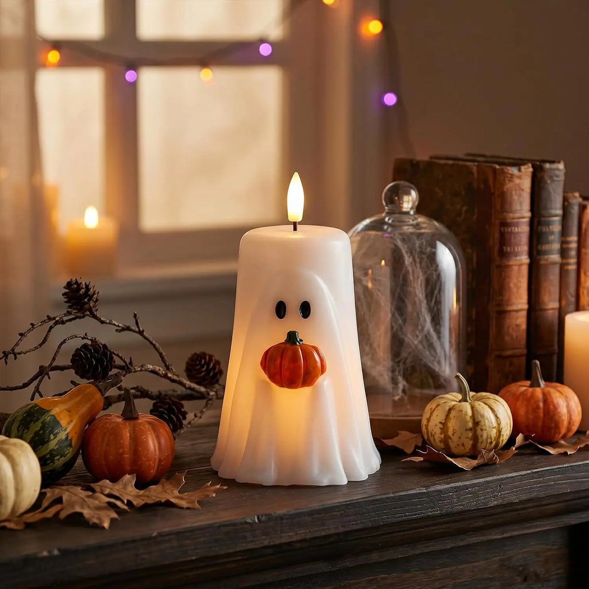 Halloween Ghost Flameless Candle Remote Battery Operated Candle