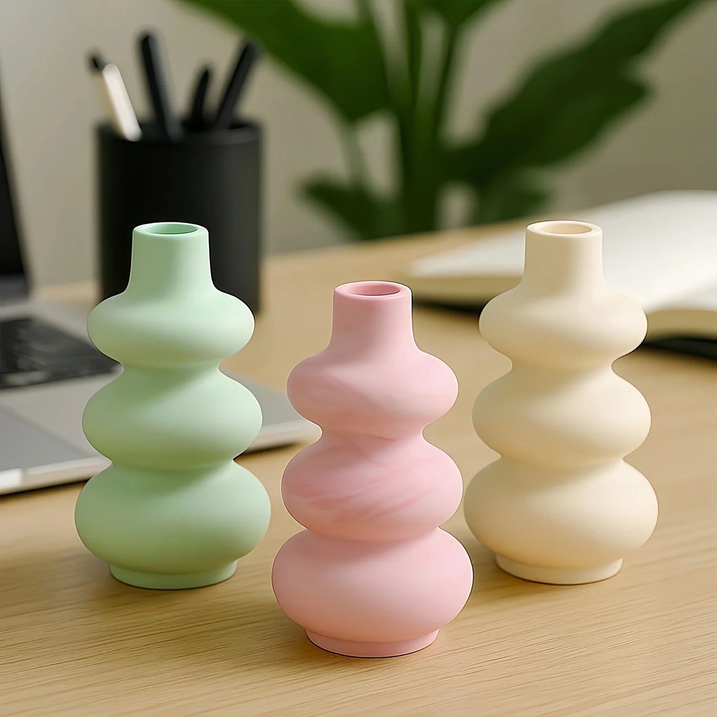 3pcs Vase Tray Silicone Mold, Plaster Vase Mold, Resin Silicone Mold, Suitable for Plaster, Microcement, Resin, etc. Handmade
