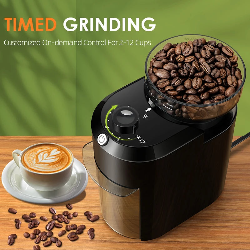Wancle Electric Burr Coffee Grinder | 28 Grind Settings Conical Burr Mill 120V/220V