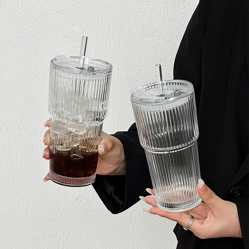Premium Glass Cold Drink Cups - Stylish Coffee & Juice Tumblers