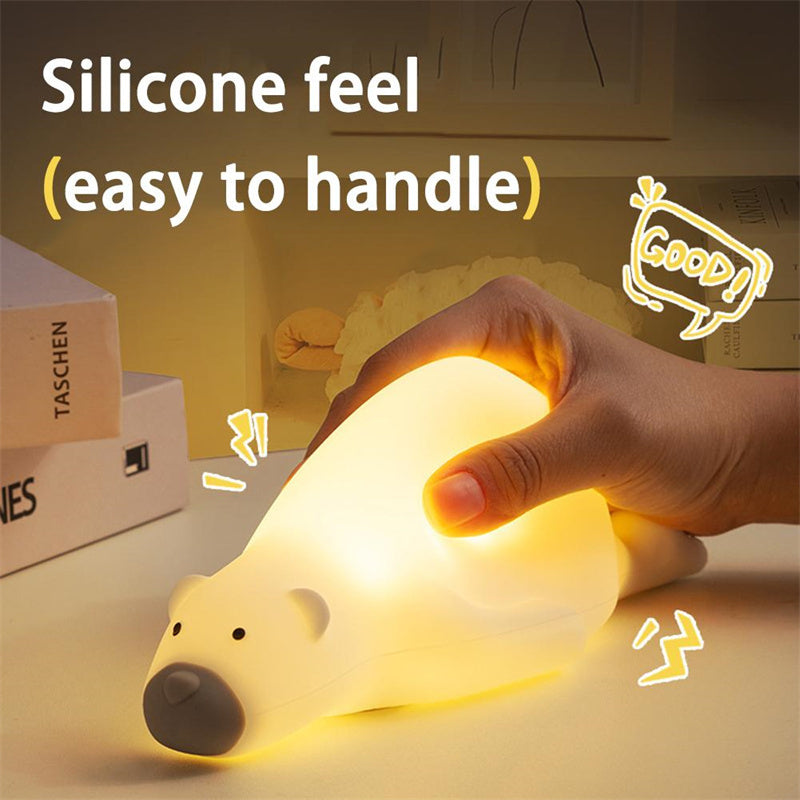 Cute Bear Silicone Night Light - 3 Levels Atmosphere Table Lamp for Children Kid Bedroom Bedside