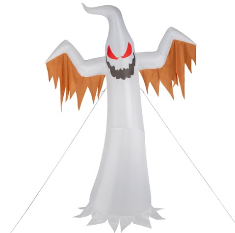 12ft Giant Inflatable Ghost - LED Lights & Flashing Red Eyes Halloween Decoration