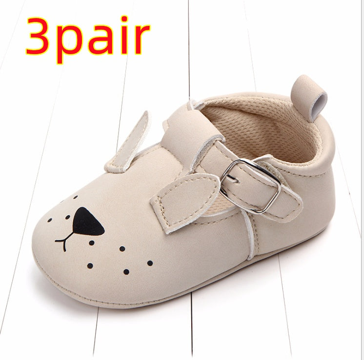 Cartoon Animal Baby Shoes - Soft Non-Slip Leather First Walking Shoes