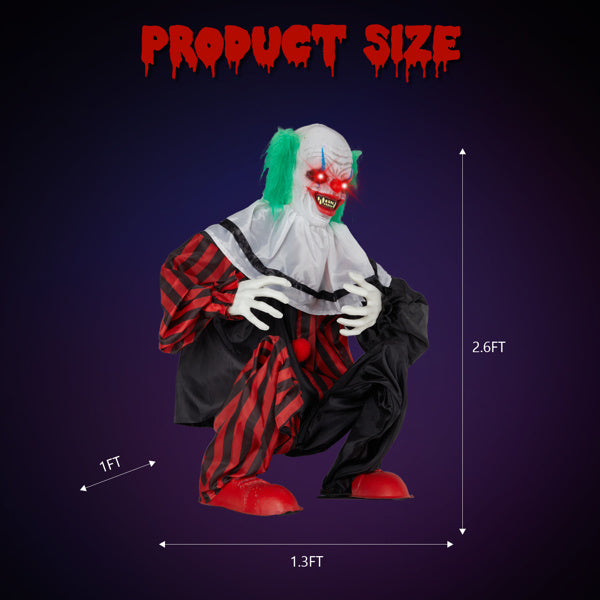 2.6ft Clown Halloween Standing Decoration - Life-Size Horror Display