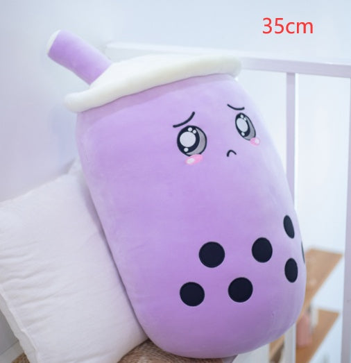 Boba Tea Plush Toy - Cute Strawberry Milk Tea Stuffed Animal Pillow Cushion for Kids