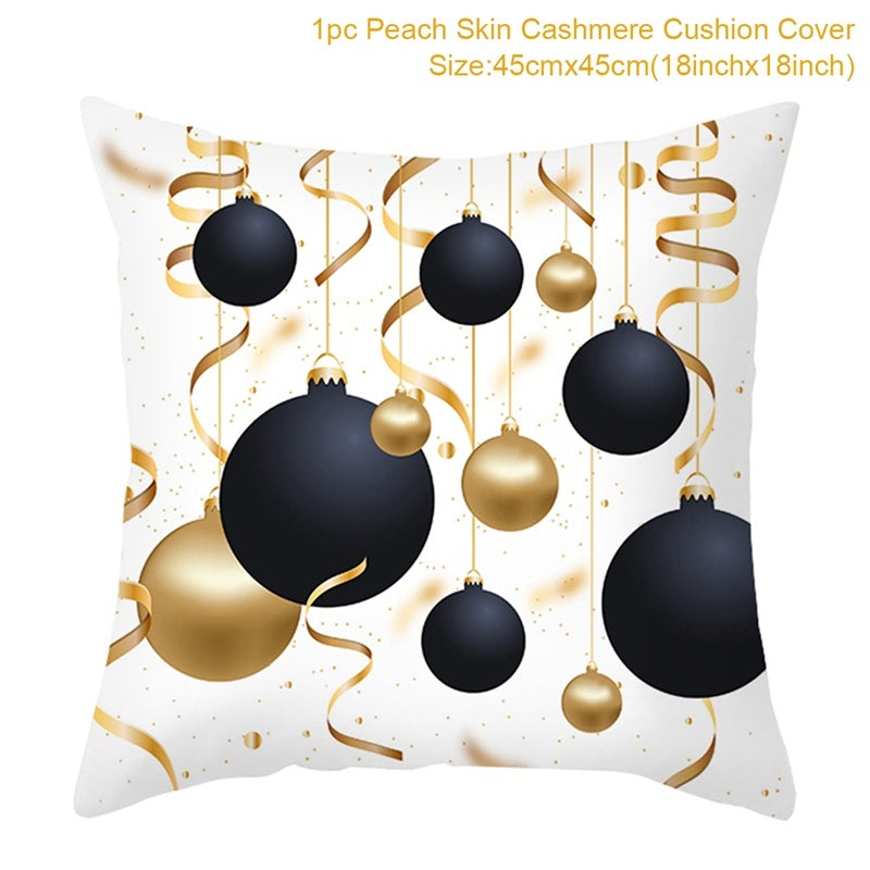 Christmas Printed Throw Pillow Cushion Cover - Festive Linen Holiday Decoration for Home