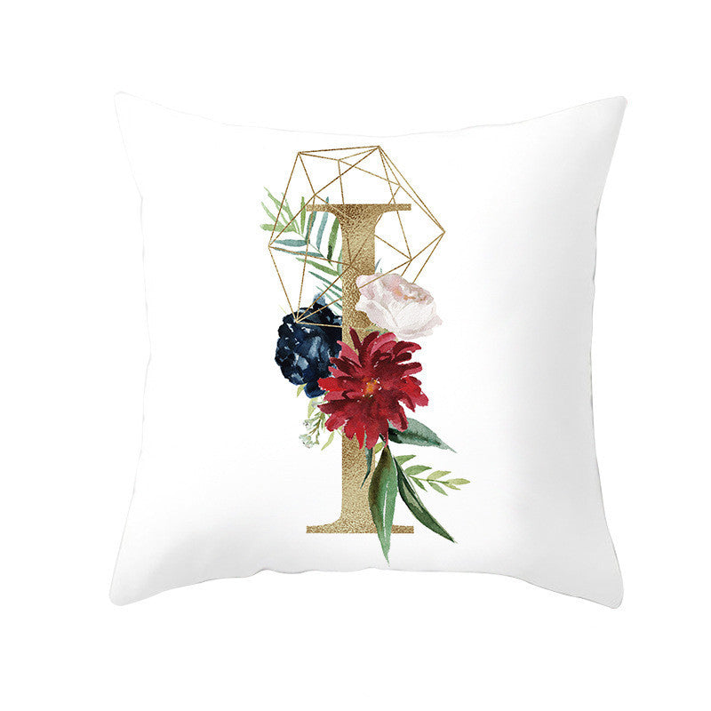 Nordic Style Pillowcase Geometric Golden Letter Pillowcase Peach Skin Sofa Cushion Household Goods