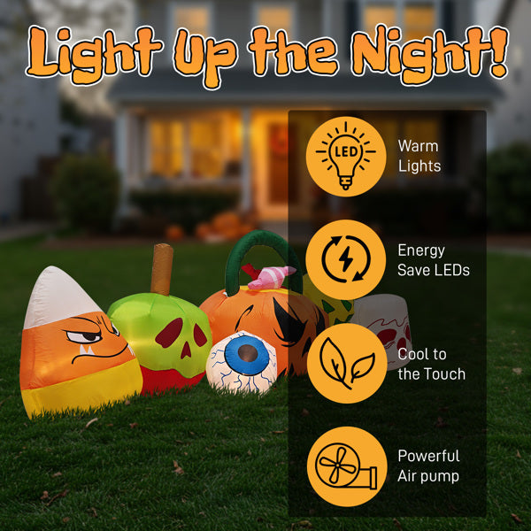 8ft Halloween Inflatables - Pumpkins Eyeball Candy with Built-in LEDs