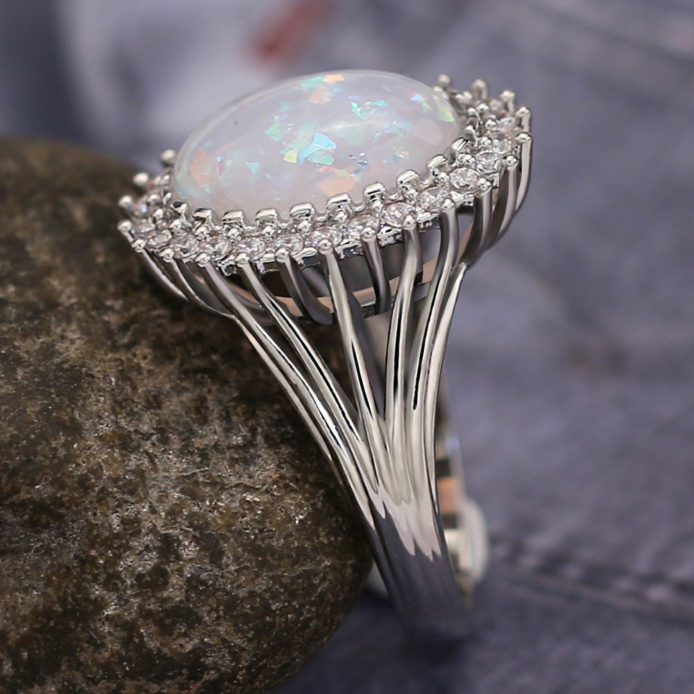Opal Cocktail Ring - Fashion Women's Artificial Opal Statement